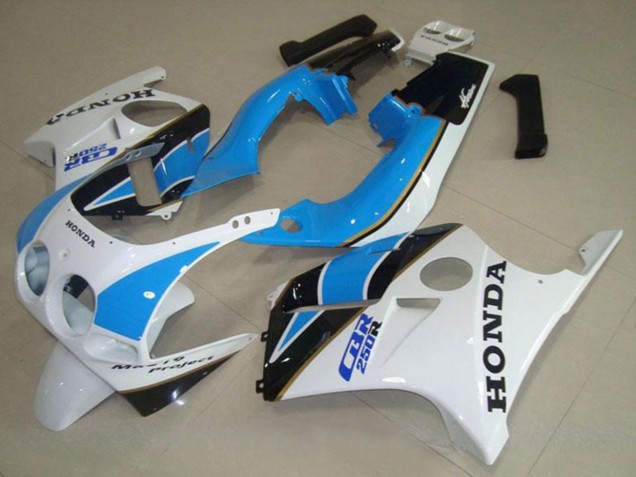 1988-1989 White Light Blue Glossy Black Honda CBR250RR MC19 Motorcycle Fairing