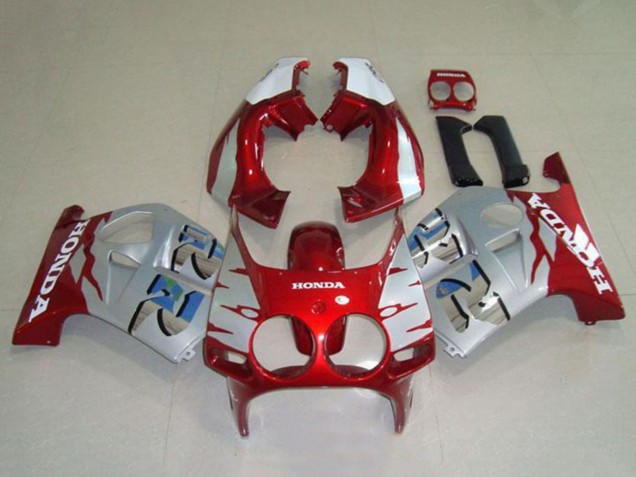 1988-1989 Silver White Red Honda CBR250RR MC19 Motorcycle Fairings