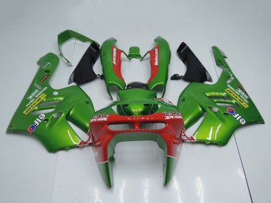 1994-1997 Green Red Elf Dunlop Kawasaki ZX9R Motorcycle Fairings