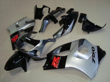 1996-2000 Glossy Black Silver Suzuki GSXR 750 Motorcycle Fairings