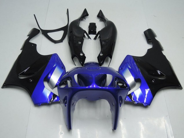 1996-2003 Blue Silver Glossy Black Kawasaki ZX7R Motorcycle Fairings