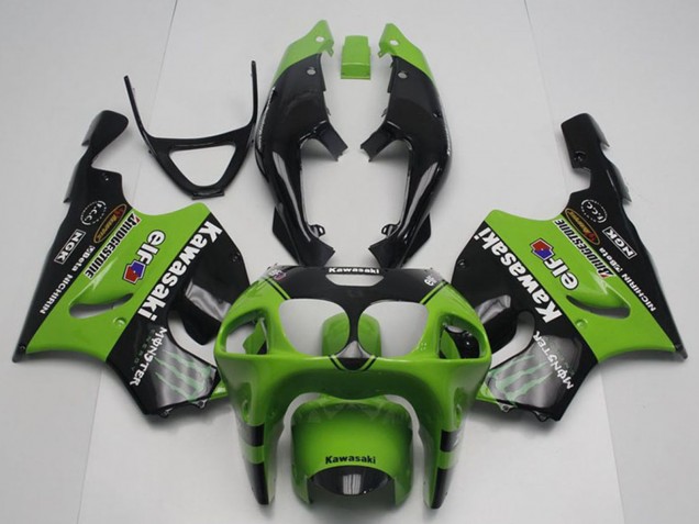 1996-2003 Green Glossy Black Monster Elf Kawasaki ZX7R Motorcycle Fairings