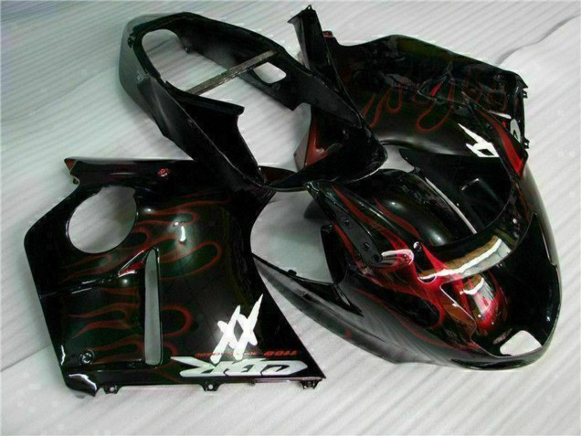 1996-2007 Glossy Black Red Flame Honda CBR1100XX Abs Motorcycle Fairing