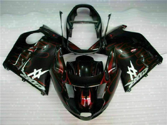 1996-2007 Glossy Black Red Flame Honda CBR1100XX Abs Motorcycle Fairing