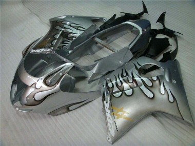 1996-2007 Silver Black Flame Honda CBR1100XX Motorcycle Fairing