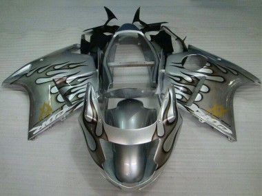 1996-2007 Silver Black Flame Honda CBR1100XX Motorcycle Fairing
