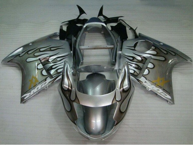 1996-2007 Silver Black Flame Honda CBR1100XX Motorcycle Fairing
