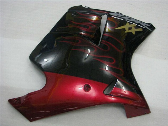 1996-2007 Glossy Black Red Flame Honda CBR1100XX Abs Motorcycle Fairings