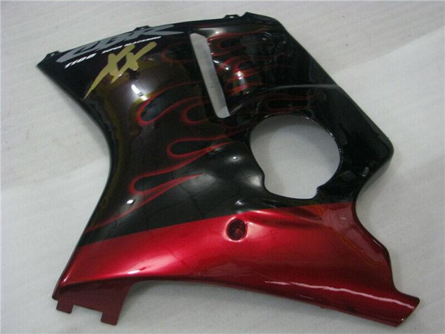 1996-2007 Glossy Black Red Flame Honda CBR1100XX Abs Motorcycle Fairings