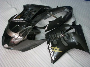 1996-2007 Glossy Black Silver Flame Honda CBR1100XX Motorcycle Fairings