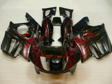1995-1996 Glossy Black Red Flame Honda CBR600 F3 Motorcycle Fairings