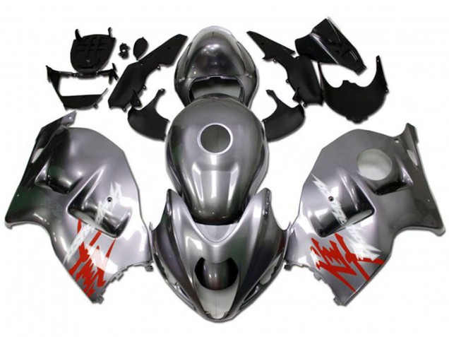 1996-2007 Silver with Red White Decal Suzuki GSXR 1300 Hayabusa Motorcycle Fairings