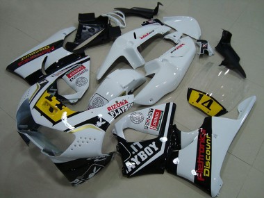 1998-1999 White Yellow Glossy Black Playboy 14 Honda CBR900RR 919 Motorcycle Fairings