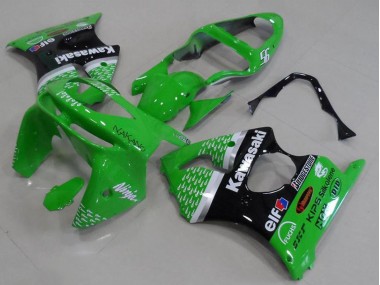 1998-1999 Green White Silver Glossy Black Kawasaki ZX6R Motorcycle Fairings