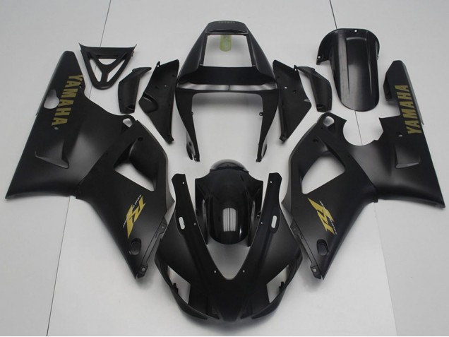 1998-1999 Glossy Black Matte Black Gold Yamaha YZF R1 Motorcycle Fairings