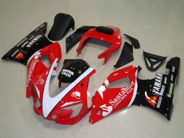 1998-1999 Red White Glossy Black Motul Santander Yamaha YZF R1 Motorcycle Fairings