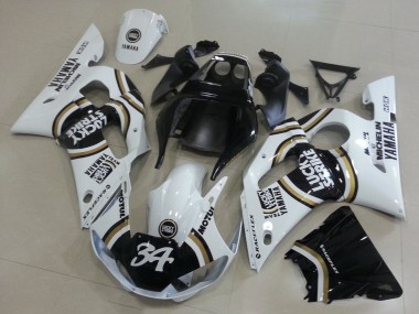 1998-2002 White Black Motul Lucky Strike 34 Yamaha YZF R6 Motorcycle Fairings