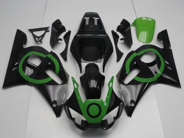 1998-2002 Glossy Black Green Circle Yamaha YZF R6 Motorcycle Fairings