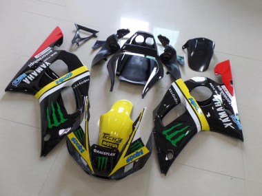1998-2002 Glossy Black Yellow Red Green Motul Monster Yamaha YZF R6 Motorcycle Fairings