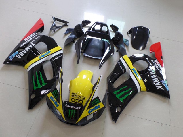 1998-2002 Glossy Black Yellow Red Green Motul Monster Yamaha YZF R6 Motorcycle Fairings