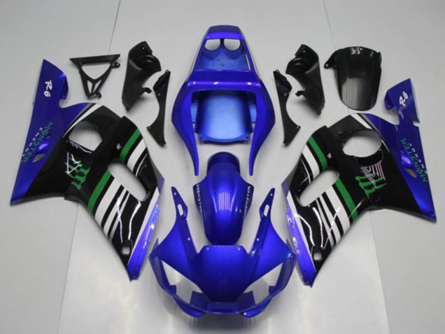 1998-2002 Blue White Green Black Monster Yamaha YZF R6 Motorcycle Fairings