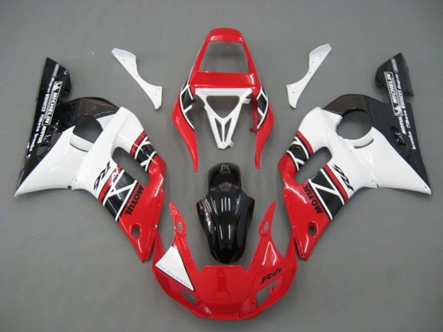 1998-2002 White Red Glossy Black Yamaha YZF R6 Motorcycle Fairings