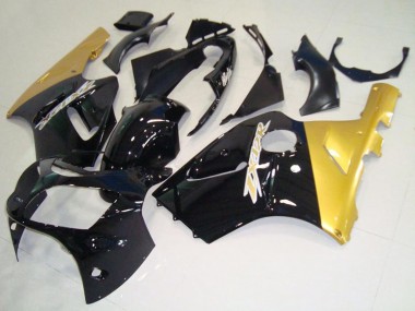 2000-2001 Glossy Black Gold Kawasaki ZX12R Motorcycle Fairings