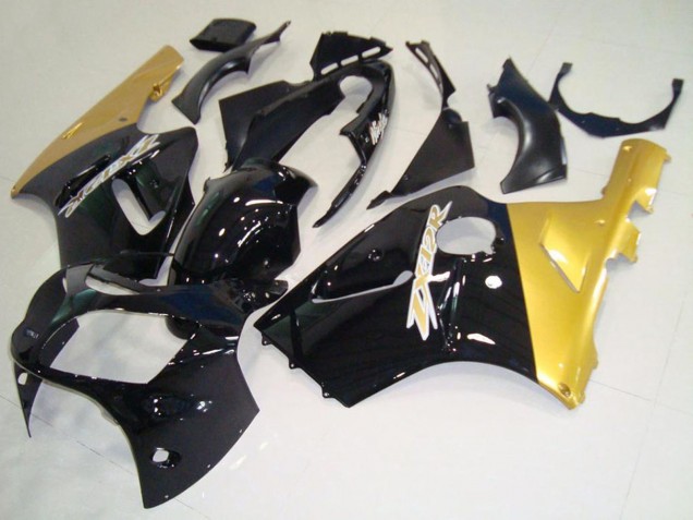 2000-2001 Glossy Black Gold Kawasaki ZX12R Motorcycle Fairings