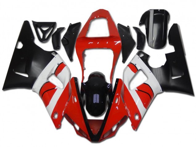 2000-2001 Red White Glossy Black Yamaha YZF R1 Motorcycle Fairing