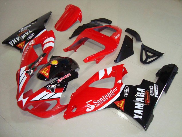 2000-2001 Red White Glossy Black Santander Yamaha YZF R1 Motorcycle Fairings