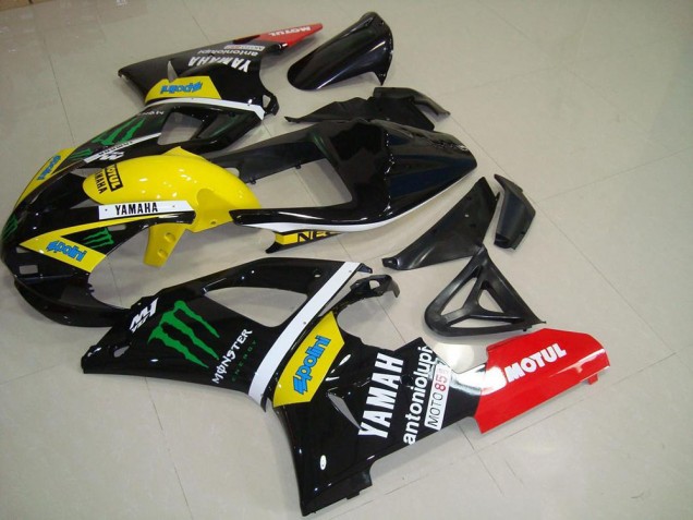 2000-2001 Glossy Black Yellow White Red Monster Motul Yamaha YZF R1 Motorcycle Fairings