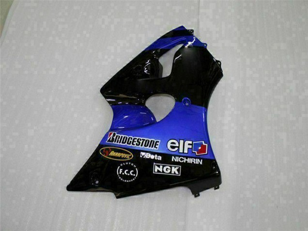 2000-2002 Blue Glossy Black Elf Bridgestone Kawasaki ZX6R Motorcycle Fairings