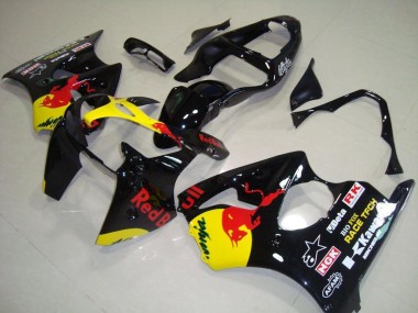 2000-2002 Glossy Black Yellow Red Bull Kawasaki ZX6R Motorcycle Fairings
