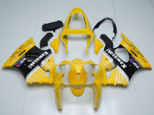 2000-2002 Yellow White Black Elf Bridgestone Kawasaki ZX6R Motorcycle Fairings