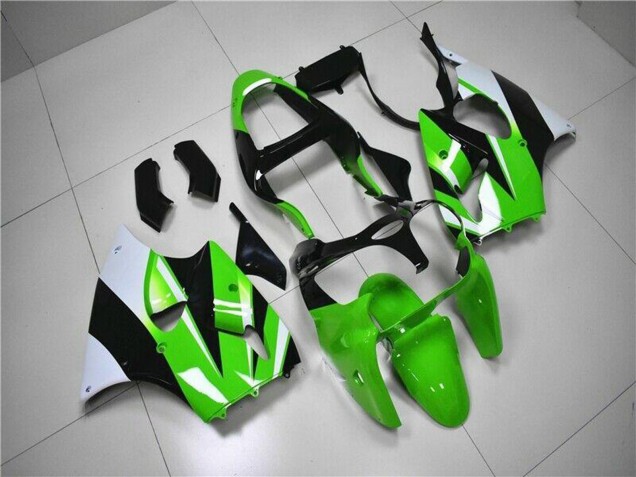 2000-2002 Green White Black Kawasaki ZX6R Motorcycle Fairing Kits
