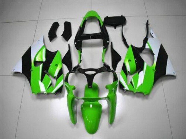 2000-2002 Green White Black Kawasaki ZX6R Motorcycle Fairing Kits