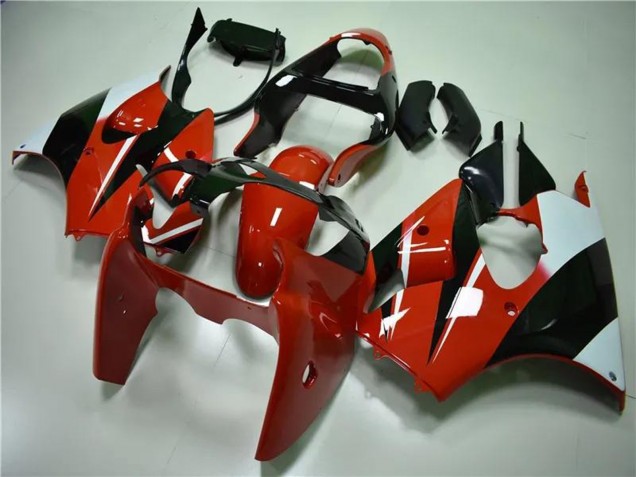 2000-2002 White Red Glossy Black Kawasaki ZX6R Motorcycle Fairings
