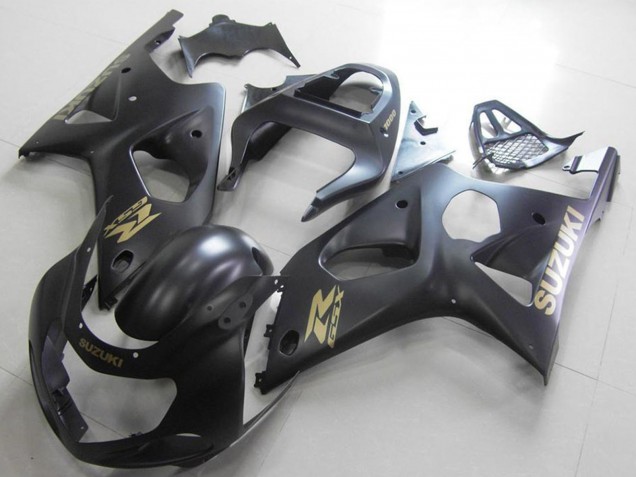 2000-2002 Matte Black Gold Decal Suzuki GSXR 1000 Motorcycle Fairings