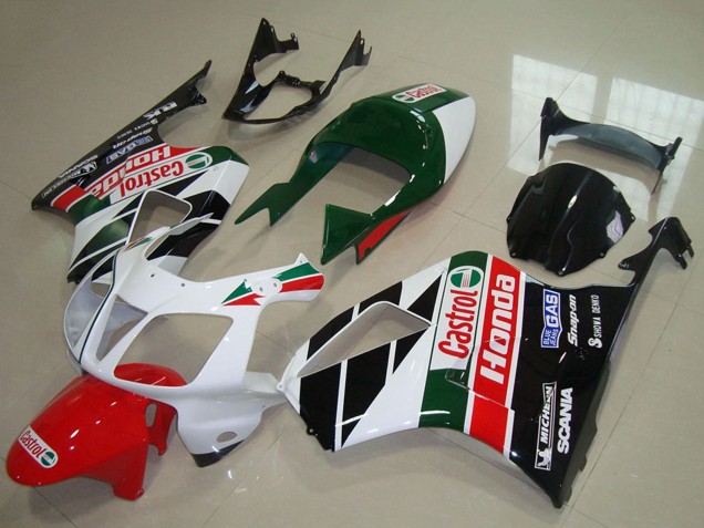 2000-2006 White Red Green Glossy Black Castrol Honda VTR1000 Motorcycle Fairing Kits
