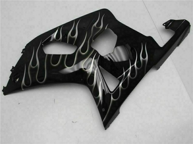2001-2003 Glossy Black Silver Flame Suzuki GSXR 600/750 Motorcycle Fairings