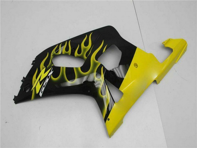 2001-2003 Glossy Black Yellow Flame Suzuki GSXR 600/750 Motorcycle Fairings