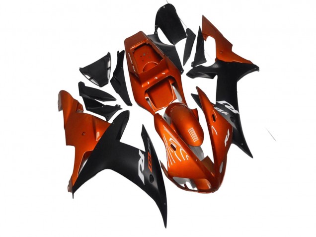 2002-2003 Orange Matte Black Yamaha YZF R1 Motorcycle Fairings