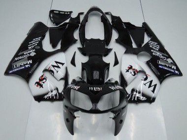 2002-2006 Glossy Black White West Kawasaki ZX12R Motorcycle Fairings
