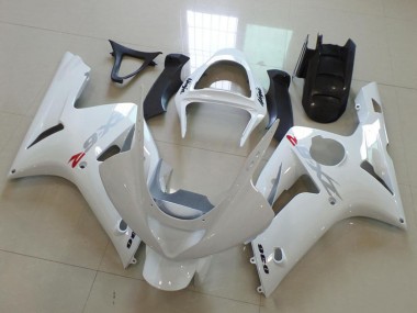 2003-2004 White with Silver Decals Kawasaki ZX6R Motorcycle Fairings
