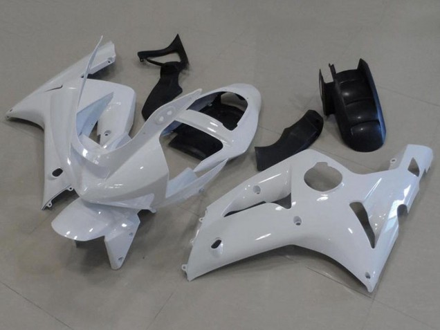 2003-2004 White Kawasaki ZX6R Motorcycle Fairings