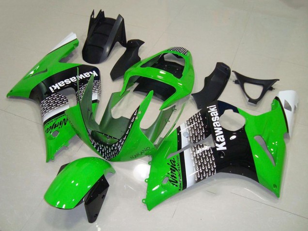 2003-2004 Green White Black Kawasaki ZX6R Motorcycle Fairing