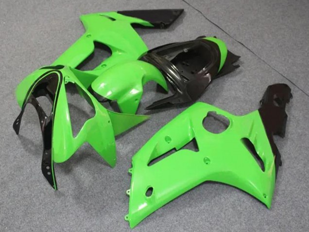 2003-2004 Light Green Glossy Black Kawasaki ZX6R Motorcycle Fairings