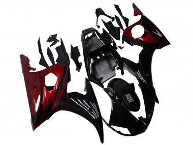 2003-2004 Glossy Black Red Yamaha YZF R6 Motorcycle Fairing Kits