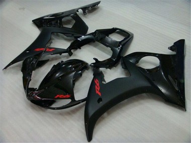 2003-2004 Glossy Black Matte Black Red Decals Yamaha YZF R6 Motorcycle Fairings