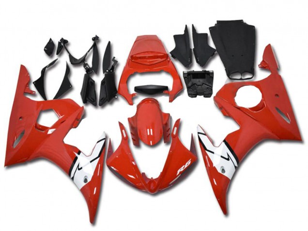 2003-2004 Red White Yamaha YZF R6 Motorcycle Fairings